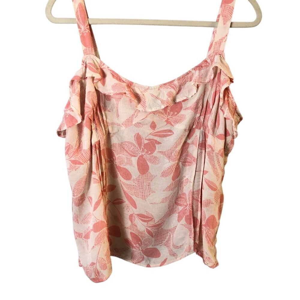 Y2K Hula Doll Hawaii 100% Silk Ruffled Babydoll Empire Waist Camisole Women's XL